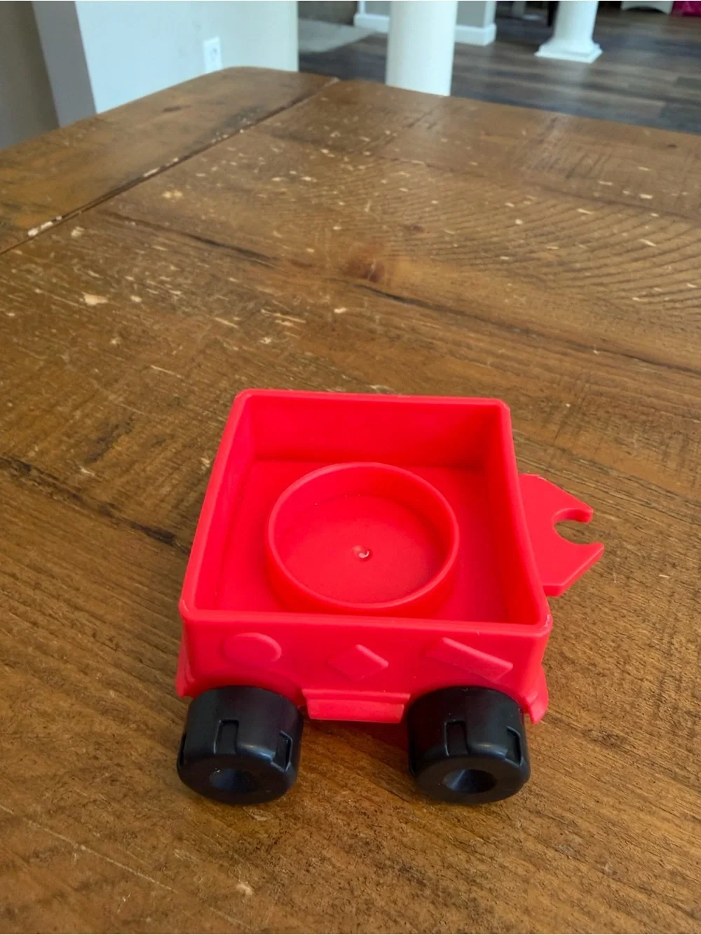 Fisher Price Little People Red Trailer Cart Wagon Part With Black Wheels as is